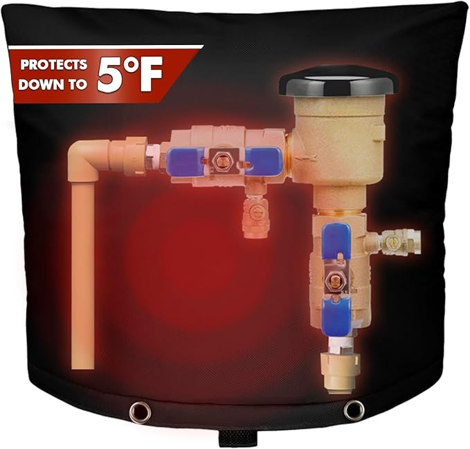 SUNICO Backflow Preventer Insulation Cover (5°F) - 5-Layer Upgrade Insulated Design Sprinkler Covers for Outside,40" W X 36" H, Backflow Insulation Cover for Sprinkler Valve ,Winter Freeze Protection