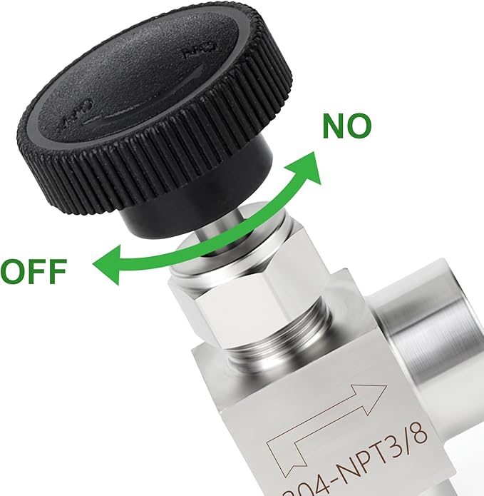TAISHER 1PCS 304 Stainless Steel 90 Degree Needle Valve 3/8" Female NPT For Flow Control Water Gas Oil With Nipple