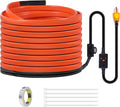 60FT Heat Tape for Water Pipes Freeze Protection IP65 Waterproof 7W/FT 110V BDDFOTO Heat Cable With GFCI Protection and Thermostat,Self-Regulating Pipe Heater for Roof/RV/Water Storage Tank