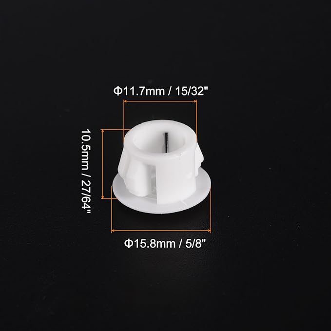 uxcell 15/32" Plastic Hole Plugs, 110Pcs Flush Type Panel Round Snap in Fastener Knockout Locking Plugs for Furniture Insert End Caps Panels, White