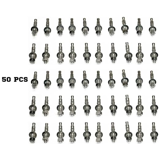 Wedge Anchors – Heavy-Duty 304 Stainless Steel Expansion Bolts for Concrete & Masonry, Rust-Resistant & Durable - 3/8" X 2-1/4" - 50 Pack
