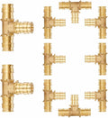 (10 Pack) Lidertik 1/2 Pex-A Tee Brass Tubing T Expansion Pipe Pex Fittings 1/2 Inch