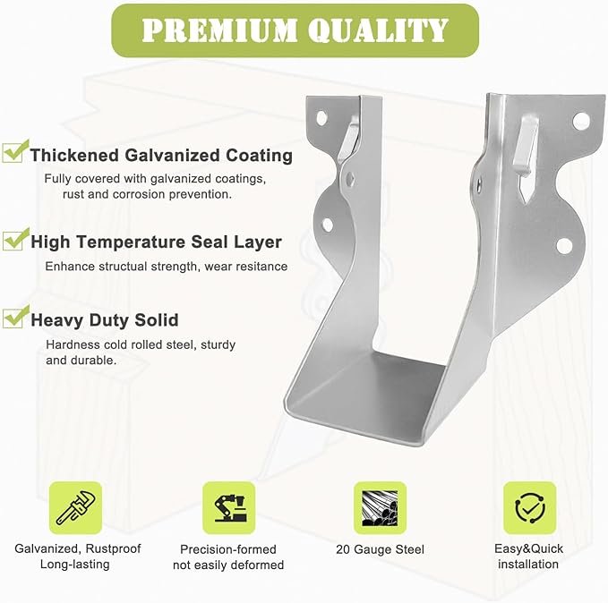 (60PC) 2" X 4" Joist Hanger 18 Gauge Double Shear Face Mount Joist Hangers for Wood, Floor Deck and Ceililng Joists
