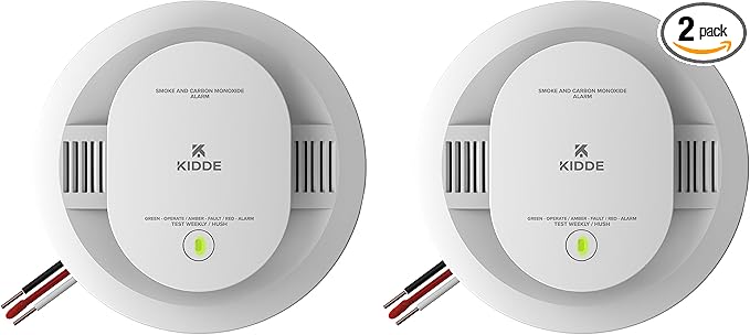 Kidde Hardwired Smoke & Carbon Monoxide Detector, AA Battery Backup, Voice Alerts, Interconnectable, LED Warning Light Indicators, 2 Pack