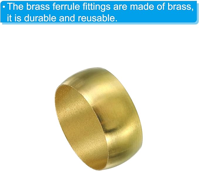 PATIKIL 16mm Brass Compression Sleeves Ferrules, 25 Pack Brass Ferrule Fittings for Air Water Gas Pipe