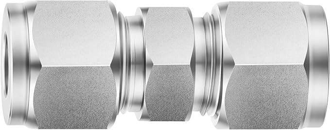 ChillWaves 304 Stainless Steel Compression Tube Fitting, 3/4" OD x 3/4" OD Compression Union Connector(1-PACK)
