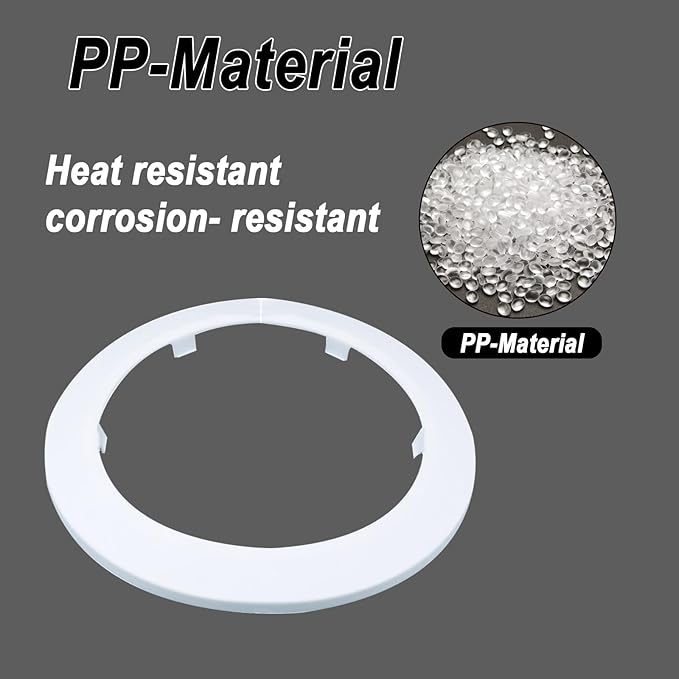 142mm Pipe Cover Decoration; Fit 5.59" Outer Diameter Pipe/Hole; White PP Plastic Escutcheon Collar; Snap-on Water Escutcheon Plate for Bathroom Kitchen Wall Tube Decor 4 Pcs