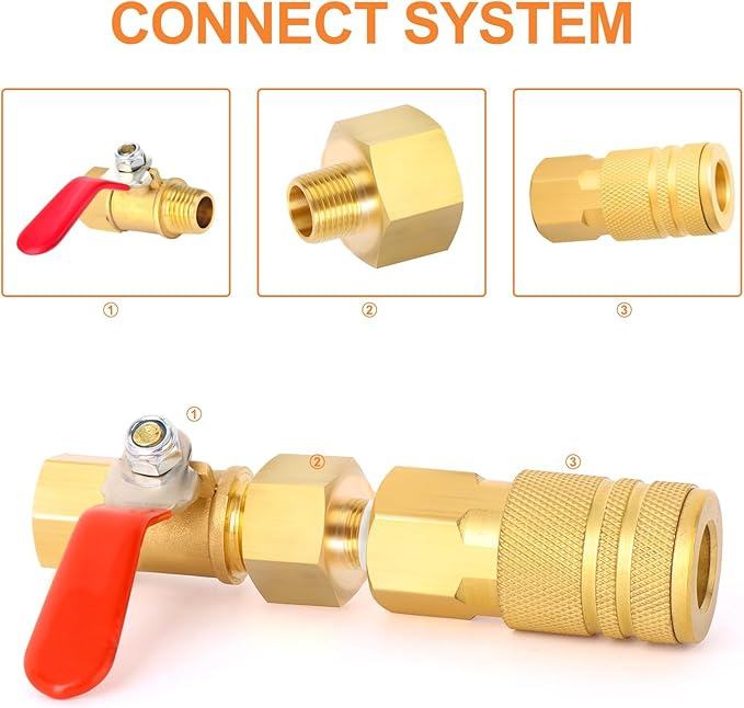 GASHER 8PCS Brass Pipe Fitting, Reducer Adapter, 1/2-Inch Male Pipe x 1/8-Inch Female Pipe