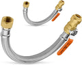 (2 Pack) Seelink 18-Inch Stainless Steel Flexible Heater Hose, 3/4 Inch Push-fit Ball Valve x 3/4 Inch FIP, Push-to-Connect for Copper, PEX, and CPVC