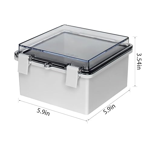 Electrical Junction Box Outdoor Project Box IP66 ABS Plastic Electrical Enclosure Hinged Cover Electric Box Clear(5.9"x5.9"x3.5")