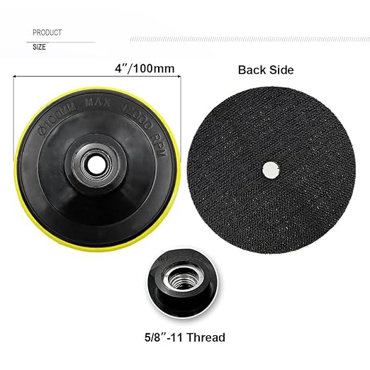SHDIATOOL 4-Inch Backer Pad Backing pad of Foam Plastic Body with 5/8-Inch-11 Thread for Diamond Polishing Pads