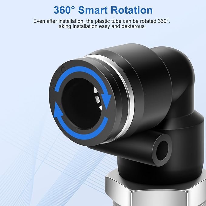 10 Pcs Push to Connect Fittings 5/16 Inch Tube OD x 3/8 Inch NPT Thread Pneumatic Male Elbow Quick Connect Air line fittings
