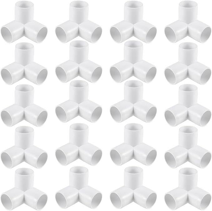 JOIKIT 20 Pack 1 Inch 3 Way PVC Elbow Fittings Corner Fittings, Furniture Grade PVC Pipe Connectors for Furniture Assembly, Greenhouse Pipe Connection, Tent Building