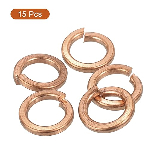 uxcell 15 Pcs Spring Lock Washer, M10 Split Lock Washer Assortment Copper Lock Washers for Screws Bolts Nuts