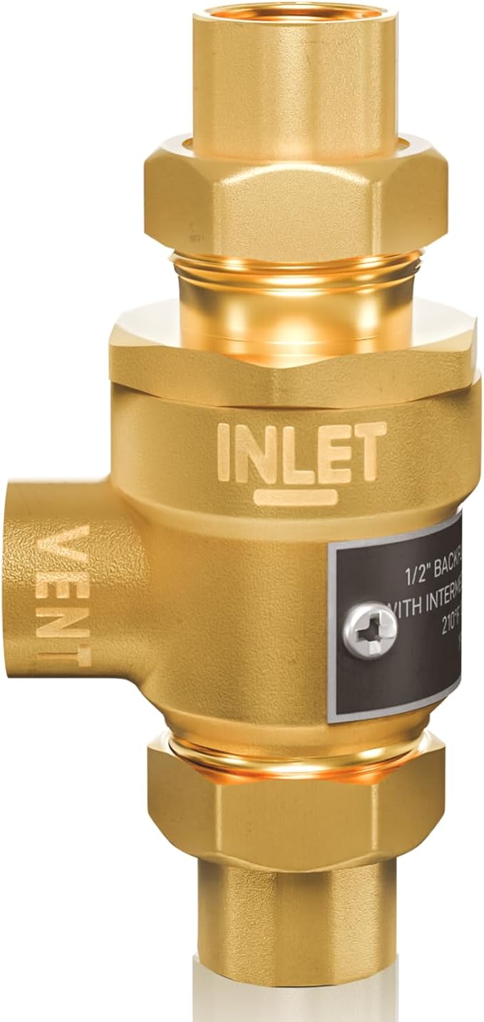 1/2" 9D-M3 Backflow Preventer, Brass Dual Check Valve with Intermediate Atmospheric Vent, 1/2 Inch back flow preventer valve Female Union, 190T012, Replacement for Watts (1/2 Inch)