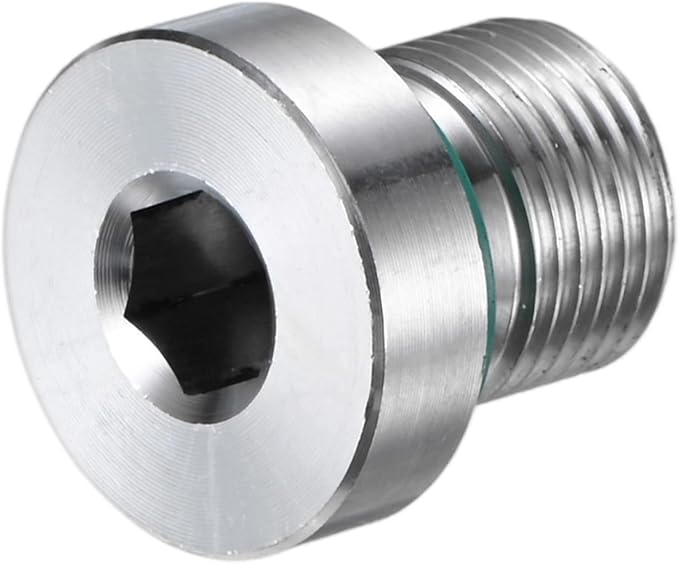 1-Pack Inner Hex Head Pipe Fitting Plug, M12x1mm 304 Stainless Steel Socket Bung Plug with Fluorine Sealing Ring for Terminate Pipe Ends/Replacement Drains