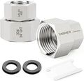 TAISHER 2PCS 304 Stainless Steel Garden Hose Adapter, 3/4" GHT Female x 1/4" NPT Female Garden Hose Connector with Washers