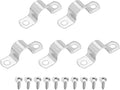 uxcell 5Pcs 20mm(13/16") Two Hole Rigid Pipe Strap, 304 Stainless Steel Conduit Clamp Thicken U Bracket Heavy Duty Pipe Clamp with Self-Tapping Screws for Fixing Tube Cable, Silver