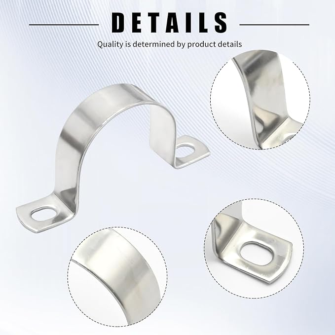 10Pcs 2 inch Heavy Duty U-Tube Strap Clamp, 304 Stainless Steel U-Shaped Bracket Pipe Strap Clamp Hanger for Hose Clamp Pipe Clamp (50mm)