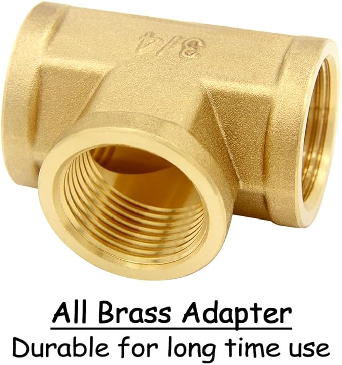 2PCS Brass Tee Pipe Fitting 3/4" NPT Female x 3/4" NPT Female x 3/4" NPT Female for Water/Oil/Gas