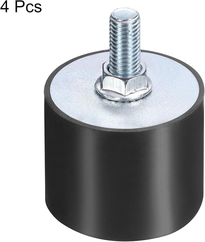 uxcell 4pcs M10x28mm Rubber Isolator Mounts with Studs 50x40mm Male Female Vibration Shock Absorber Zinc Plated Cylindrical Thread Mounts Anti Vibration Isolators with 4pcs M10 Lock Nuts