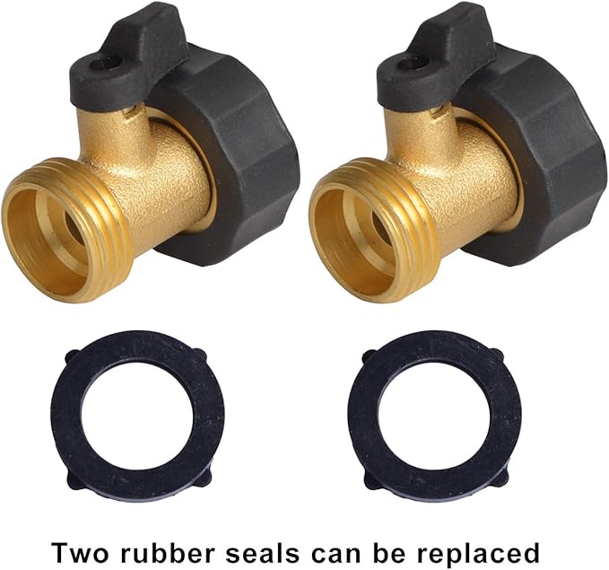 Hydro Master Heavy Duty Brass Shut Off Valves Garden Hose Connectors with Extra Rubber Seals 3/4" NH(2 Pack)