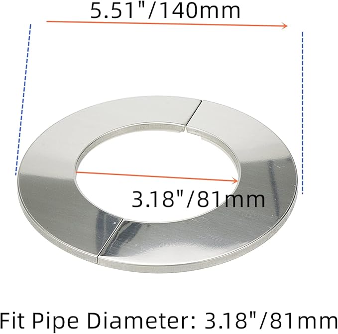 Wall Split Flange, Stainless Steel Round Escutcheon Plate for 3.18"/81mm Diameter Pipe, Pack of 2