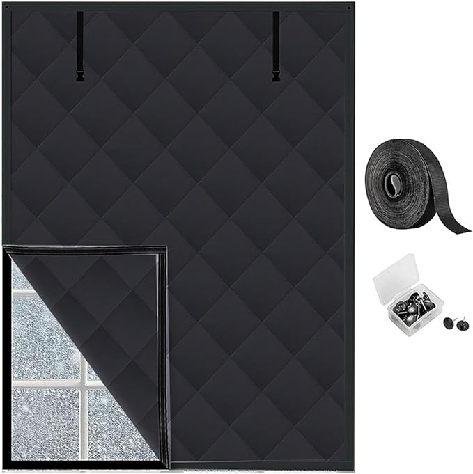 Thermal Insulated Window Cover, Window Insulation for Winter Tape Fastened Thermal Cover Roll Curtain Cold Weather Curtains Covers Kit Draft Stopper Blackouts Curtain for Home Keep Heat