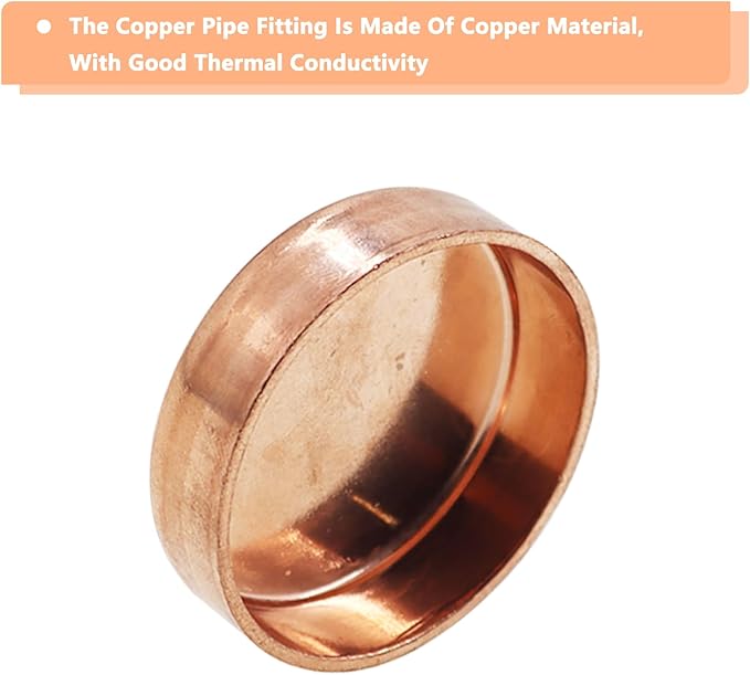 Copper Pipe Cap,TTZEZE Copper End Cap,Certified Safe Pressure Copper Cap Plug,Solid Sweat Solder Connection,Pure Copper Plumbing Cap for Plumbing HVAC Air Conditioner 42mm/1.65'' 1PCS