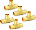 GASHER 5Pcs No Lead Brass 1" Pex Tee Fittings, 1 Inch Pex Fittings for Pex Tubing
