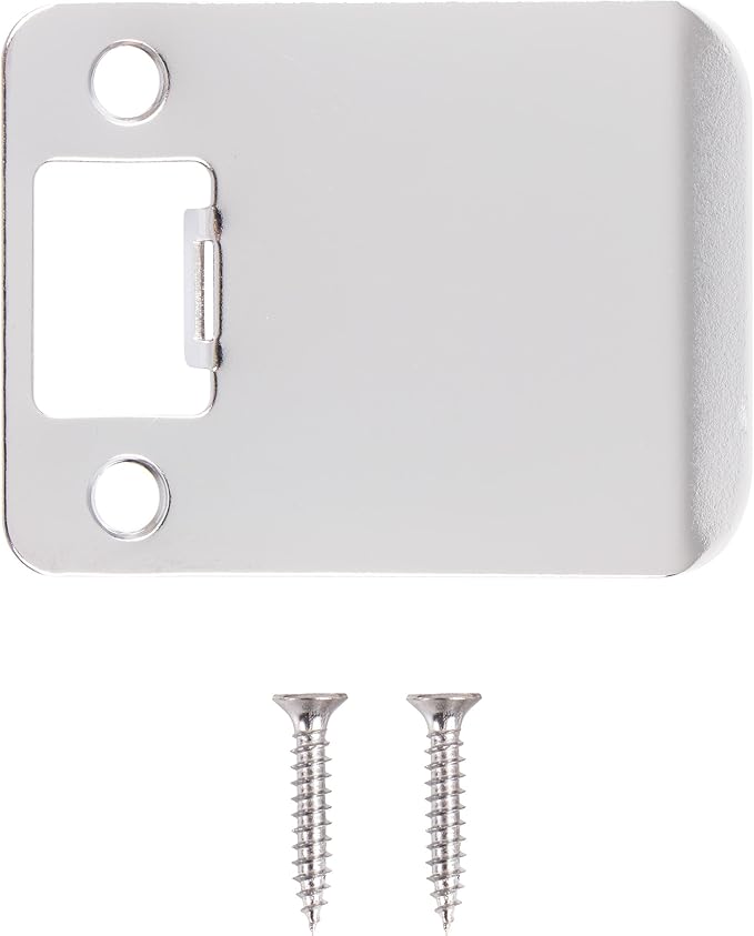 Round Corner Extended Lip Strike Plate, 2-1/4" x 2-1/2", (3" Overall Length), Polished Chrome by Stone Harbor Hardware