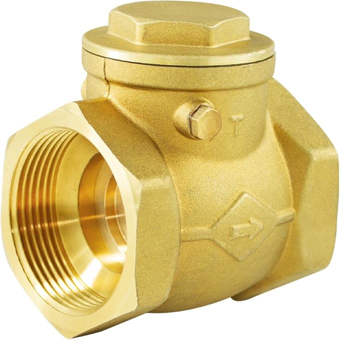 WiseWater 1" Brass Swing Check Valve, In-line Check Valve, Horizontal One-Way Non Return for Pipe System (DN25)