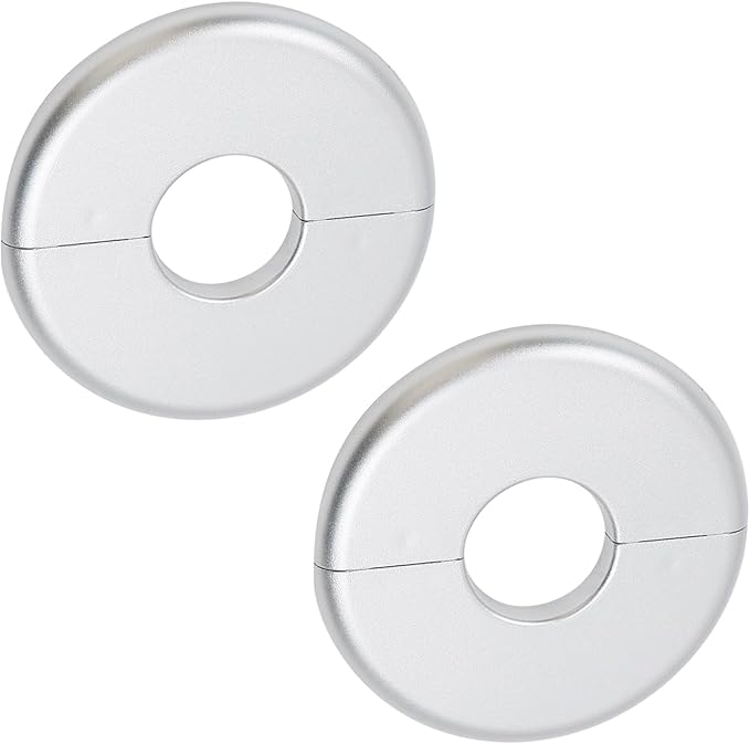 2 Pcs Wall Split Flange, ABS Round Self-Adhesive Escutcheon Plate Buckles Design for 1"/26mm,Silver