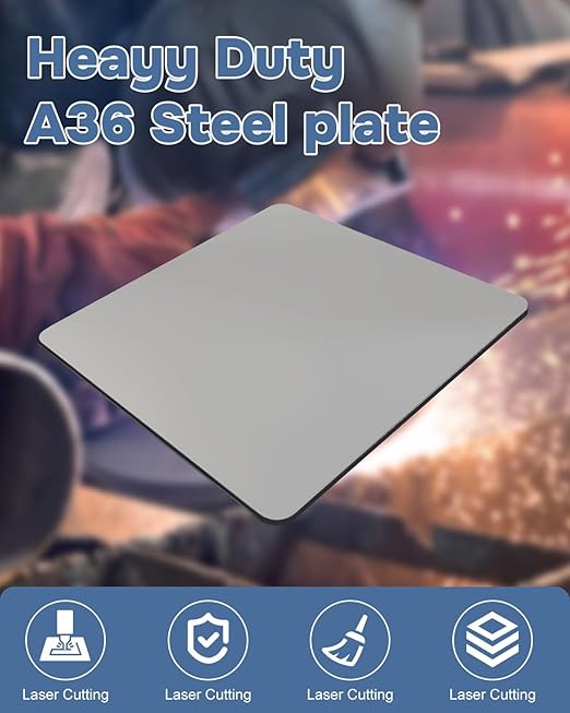 12 x 12 Steel Plate 1/8, 2 Pcs Sheet Metal Hot Rolled Steel Plates, Weldable Base Plate for Structural Support and Industrial Use