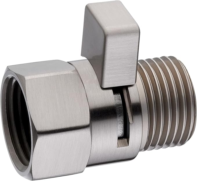 BRIGHT SHOWERS Water Flow Control Valve, Brass Shower Valve with Handle Lever, Flow Regulator Water-Saver Volume, Brushed Nickel