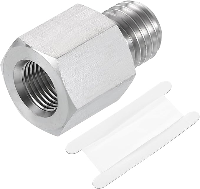 uxcell Pipe Fitting Reducing Adapter, M12 Male x 1/8" NPT Female 304 Stainless Steel Reducer Connector for Water Oil Air Pressure Gauge, Silver