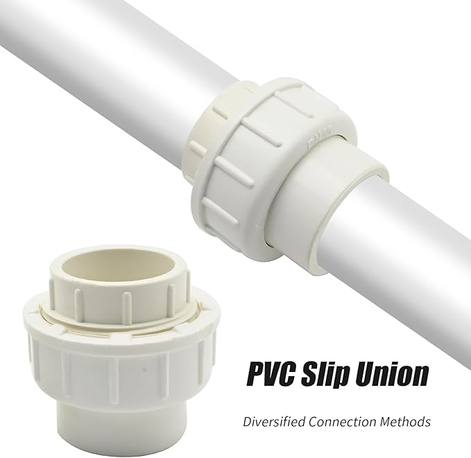 4 Pcs 1" White PVC Union Pipe Fitting (Socket x Socket), PVC Slip Union Adapter Coupling Schedule 40 EPDM O-Ring, Coupling Pipe Fitting