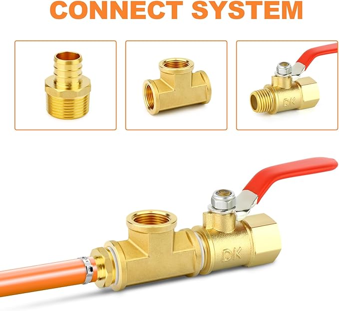 GASHER 2Pcs No Lead Brass 3/4" Pex Male Adapter, 3/4" Male NPT to 3/4" PEX Adapter for Pex Tubing