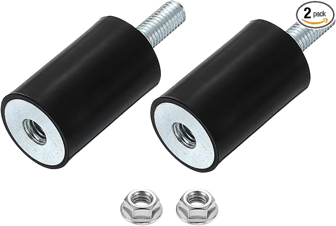 uxcell M8 Rubber Mounts, 2Pcs 24x40mm(DxH) Rubber Cylindrical Anti Vibration Isolator Shock Absorber with Lock Nut for Car Bobbin Generator Air Compressors