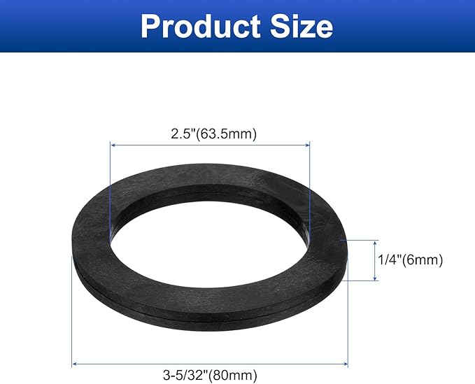 uxcell 12 Pcs Solid Nitrile Rubber Flat Washer DN65 3-5/32" OD x 2-1/2" ID x 1/4" Thickness Large Washers O Ring Sealing Gaskets, Industrial Flat Rubber Spacer, Black
