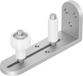 Sliding Barn Door Floor Guide, Adjustable Rollers Barn Door Hardware, Barn Door Rollers, Flush Flat Bottom Design, Rounded Edge Design (White Silver)