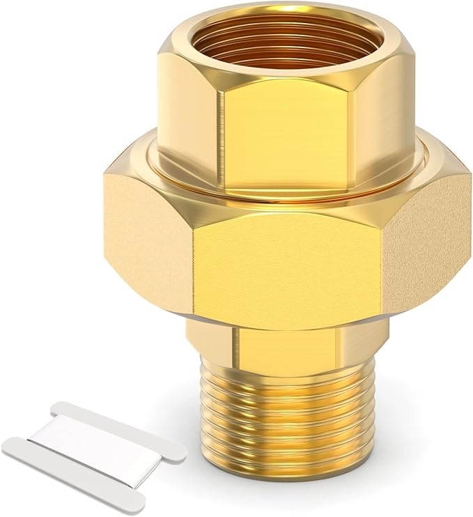 TAISHER 1PCS Brass Union，3/8" NPT Male x 3/8" NPT Female Brass Pipe Fitting