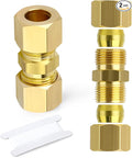 GASHER 2PCS Brass Compression Tube Pipe Fitting Connector, 5/8" Tube OD x 5/8" Tube OD Connector