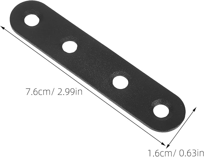 12 Pcs Stainless Steel Straight Bracket Supports Black Flat Metal Mending Repair Plates for Shelf Furniture Fixing and Wood Shelf Reinforcement