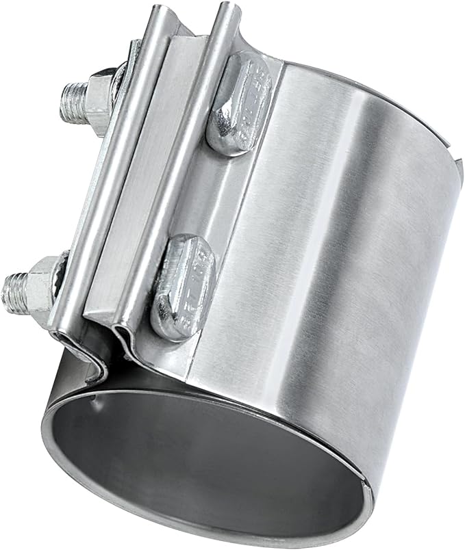 2.25 inch Exhaust Clamp Butt Joint Exhaust Band Clamp Sleeve Coupler 304 Stainless Steel