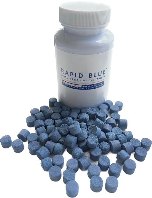 Dissolvable Blue Dye Tablets for Toilet Leak Detection & Adulteration Detection, Multi-Use - 200 Tablets Per Bottle