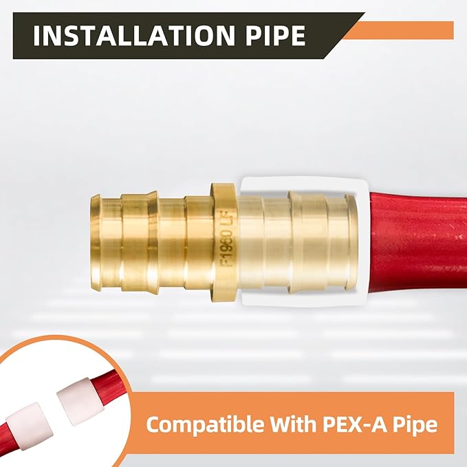 10-Pack YVSKM 1/2" PEX-A Straight Coupling Expansion Fitting, Lead-Free Brass Full Flow Connector, ASTM F1960 & cUPC Certified for Residential Hot & Cold Water and Radiant Heating Systems