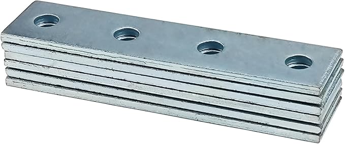 4 Hole Flat Plate Rectangular Connector Fitting Bracket Braces Fit for 1/2" Bolt in 1-5/8" Strut Channel, 6 Pack