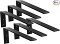 WINKER Countertop Support Bracket 6 Pack Heavy Duty 3/8" Thick Hidden L Shelf Bracket 16" x 6" x 2.5" Metal Corbels for Quartz/Granite/Wood/Concrete/Laminate Countertops, Black
