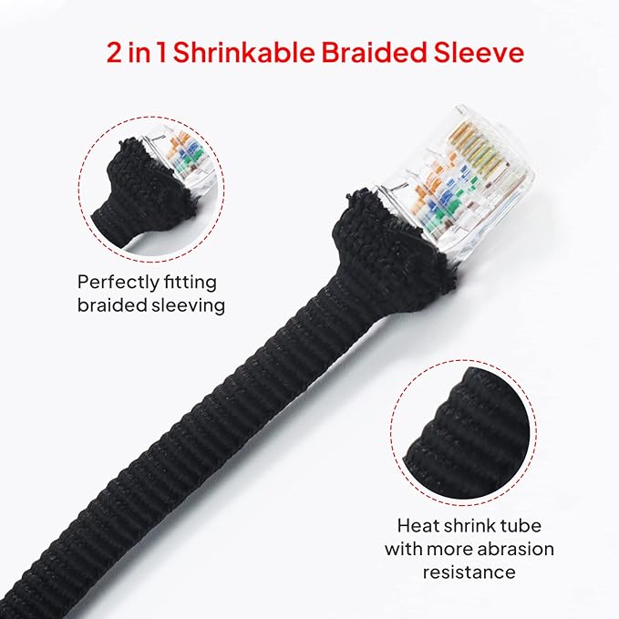 2 in 1 Heat Shrink Braided Sleeving Fabric Tubing-Ideal fit Irregular Shape Hose/Cable/Wire (3/8"(10mm), 60FT)
